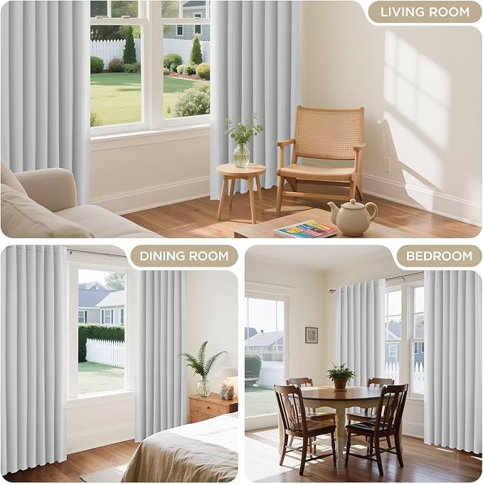 Joydeco 84 Inch 60% Blackout White Curtains 2 Panels,Elegant Soft Sheer Curtains for Bedroom,Thermal Insulated Black Out Drapes for Living Room,Rod Pocket Back Tab Drapes(W37 x L84 Inch,Greyish White)