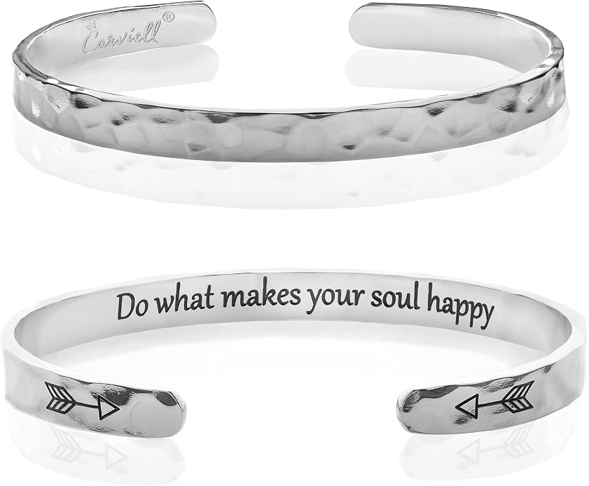Carviell Bracelet - Gifts for Women – Inspirational, Friendship, Love, Mom, Daughter, Sister, Christian, Graduation, Memorial & Wedding Gifts – 100+ Phrases – Stainless Steel, Gift-Ready