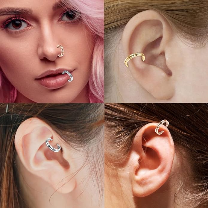 316L Surgical Steel Septum Clicker Ring Nose Ring Hoop Sleeper Hoop Earring Helix Rook Conch Cartilage Daith Tragus Earrings Lobe Nose Piercing Jewelry for Women