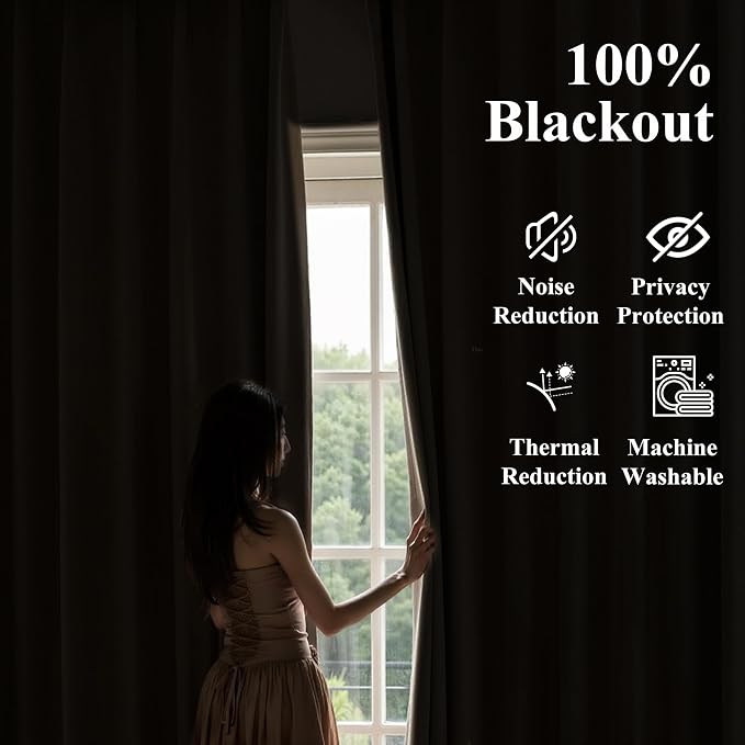 WEST LAKE Pinch Pleated Blackout Curtain Panels for Bedroom Living Room | Sand Linen Blended Room Darkening Drapes 95 Inches Length,French Pleat Window Treatment for Living Room,60"Wx95"Lx1
