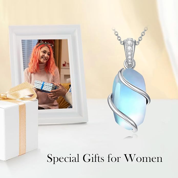 HPQQ Necklace for Women 925 Sterling Silver Dainty Gemstone Pendant Fine Jewelry Birthday Mothers Day Gifts for Mom Wife Her