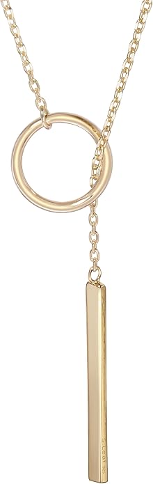 S.Leaf Gold Dainty Pendant Necklaces for Women Sterling Silver Gold Plated Layered Horizontal Vertical Bar Star Starburst Moon Cubic Zirconia Lariat Necklace for Women Trendy Gifts