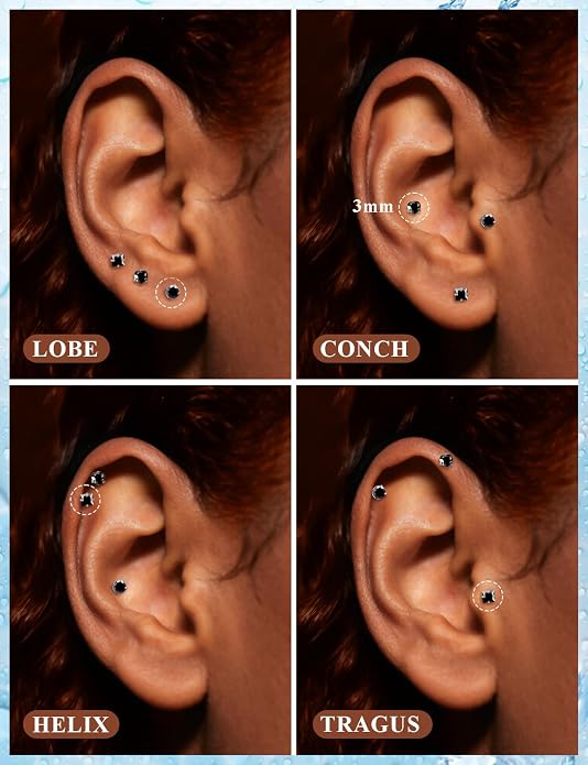 20G 18G 16G Astm F136 Titanium Internal Thread Flat Back Earrings Nose Studs Tragus Helix Conch Cartilage Lobe Earrings Medusa Labret Snake Bite Monroe Lip Ring Piercing Jewelry For Women Men