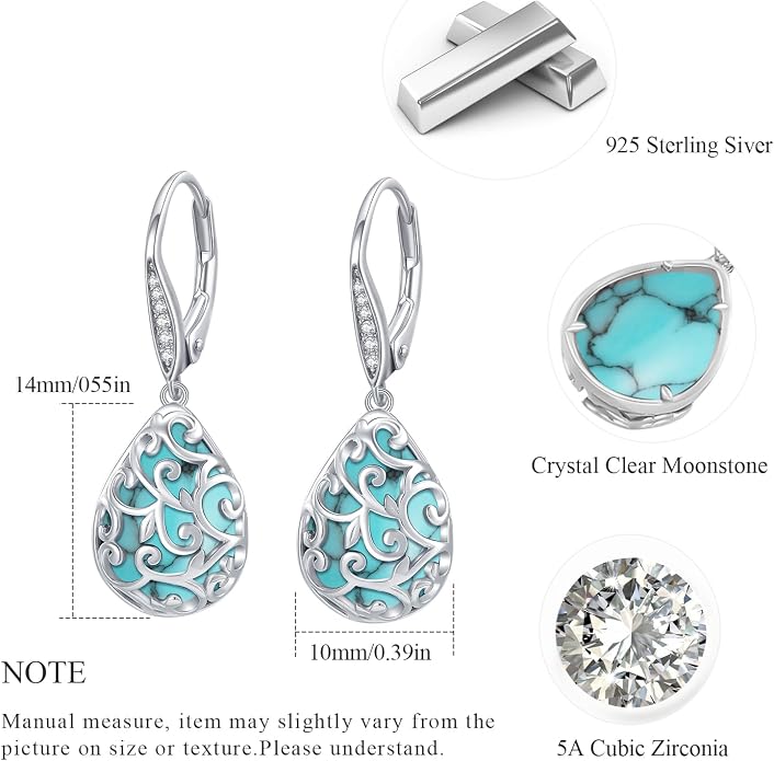 Trendy Dangle Earrings for Women Teen Girls Sterling Silver 12 Birthstone Earrings Minimalist Hypoallergenic Earrings for Sensitive Ears Jewelry Gifts
