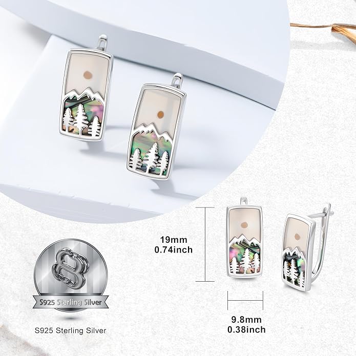 PROESS Abalone Shell Holy Mountain/Mustard Seed/Animal Earrings 925 Sterling Silver Mountain Jewelry Animal Lovers Gifts for Women