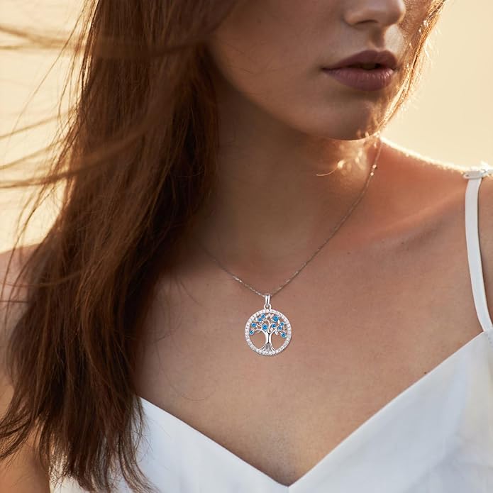 STARCHENIE Tree of Life Necklace 925 Sterling Silver Pendant for Women Family Tree Necklaces Birthstone Jewelry for Her Wife Mom Grandma