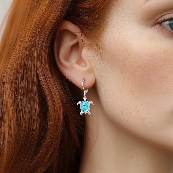 Tree of Life/Cat/Turtle/Butterfly/Flower/Celtic/Turquoise/Moonstone Dangle Earrings for Women Sterling Silver Cute Animals Drop Earrings Jewelry Gifts