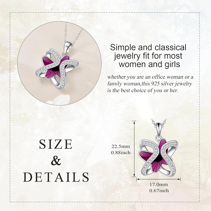 Crystal Necklace 925 Sterling Silver Crystal Pendant Necklace for Women Gift for Women