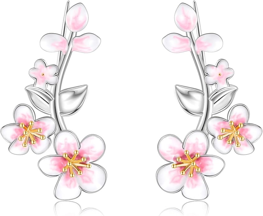 Ear Climbers Earrings for Women Sterling Silver Vintage Ear Crawler Earrings Jewelry Gifts for Women