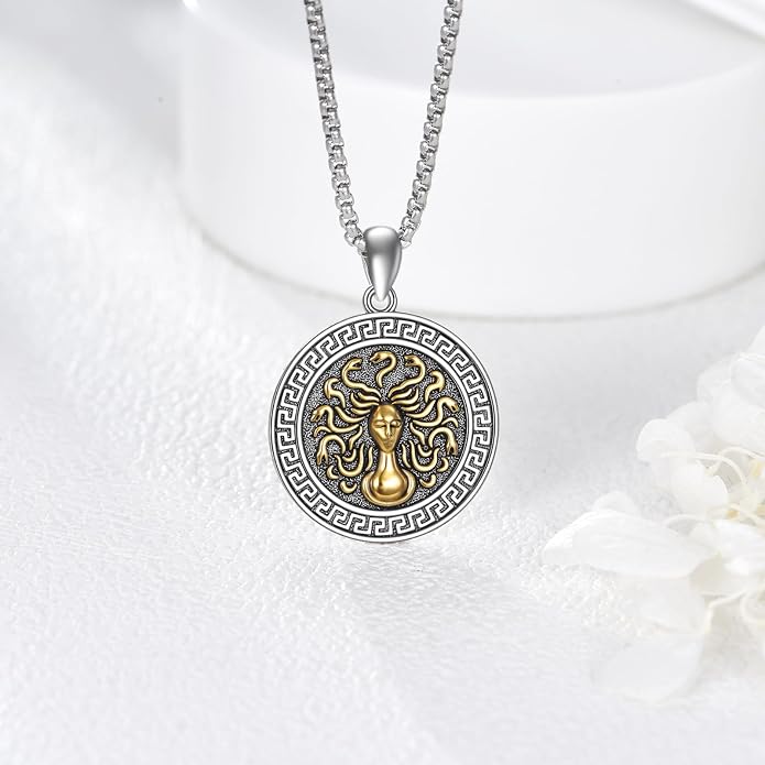 Poseidon/Athena/Apollo/Valhalla/Norse Viking Necklace 925 Sterling Silver Pendant Necklace for Men Greek/Norse Viking Amulet Jewelry Gifts