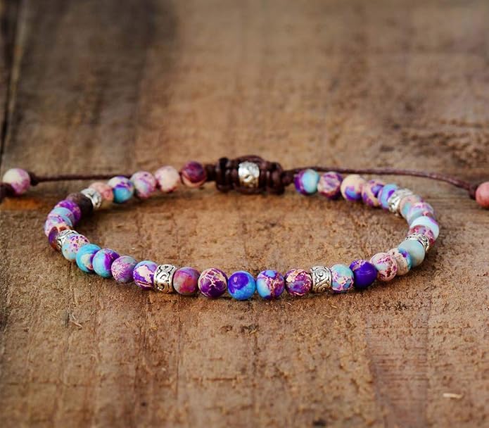 Boho Wrap Bracelet for Women, Handmade Natural Imperial Jasper Multi-Layer Stone Beaded Bracelet, Bohemian Healing Crystal Stone Jewelry Gifts