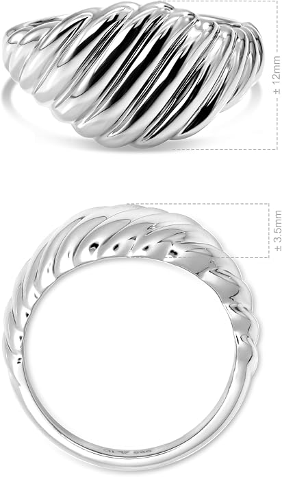 DEVATA Gold or Rhodium Plated Sterling Silver 925 – Eternity, Band Ring for Women – Heart, Knot, Clover, Infinity, Mariner, Cable, Curb, Cuban, Figaro, Daisy, Rope, Ribbed, Dome