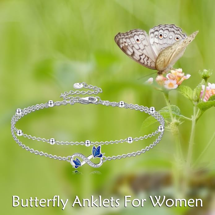 Heart/Starfish/Pineapple/Anchor/Sea Turtle/Butterfly/Celtic/Whale Tail bracelet Anklets for Women 925 Sterling Silver Anklets Jewelry for Women
