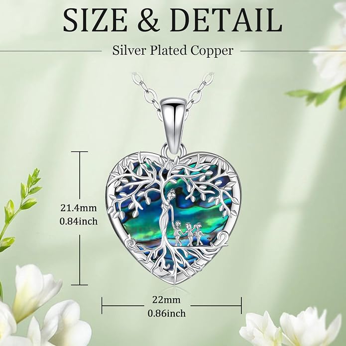Tree of Life Necklace Family Teardrop/Heart Pendant Mother Jewelry Gifts for Women Grandma Wife Mom