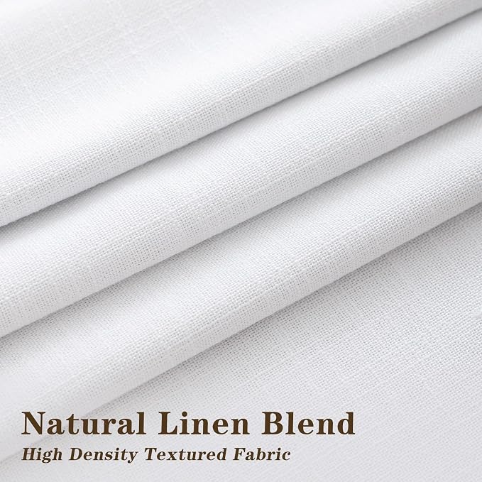 IVAPUPU Linen Pinch Pleated Blackout Curtains for Bedroom - Full Black Out White Curtains 90 Inch 2 Panels Set for Living Room Darkening Thermal Window Curtain Drapes with 16pc Hooks