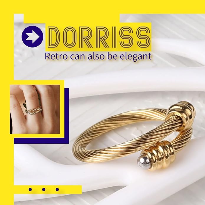 Dorriss Cable Rings Vintage Twisted Open Ring for Women Adjustable Designer Fashion Brand Stainless Steel Jewelry with Gift Box