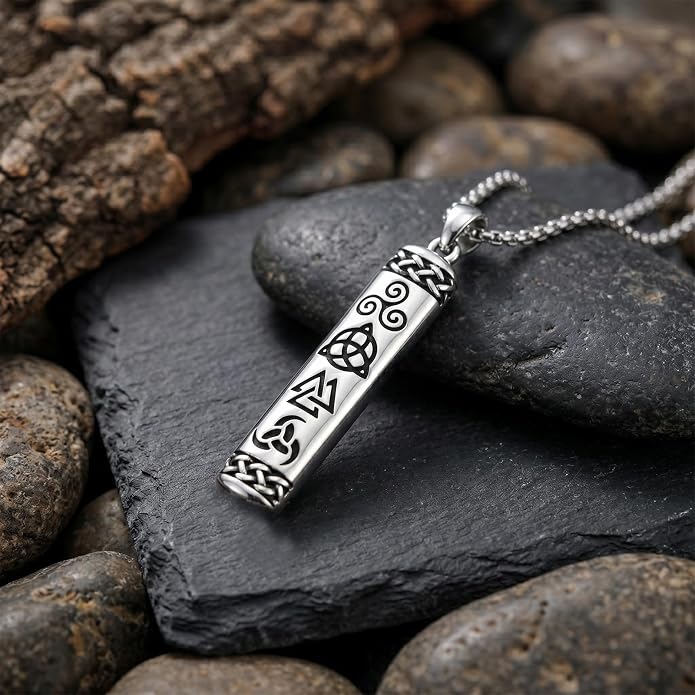 Viking Necklace for Men 925 Sterling Silver Norse Viking Pendant Norse Jewelry for Dad Husband, w/Stainless Steel Chain 22"+2"