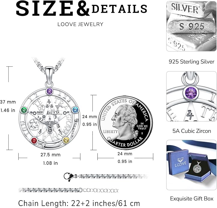 Pentagram Necklace Sterling Silver Triple Moon Goddess/Celtic Knot Witches Knot/Ankh/Sun and Moon/Hecate/Lilith/Santa Muerte/Tetragrammaton Pendant Necklace Pagan Wiccan Magic Egyptian Amulet Jewelry for Women Men