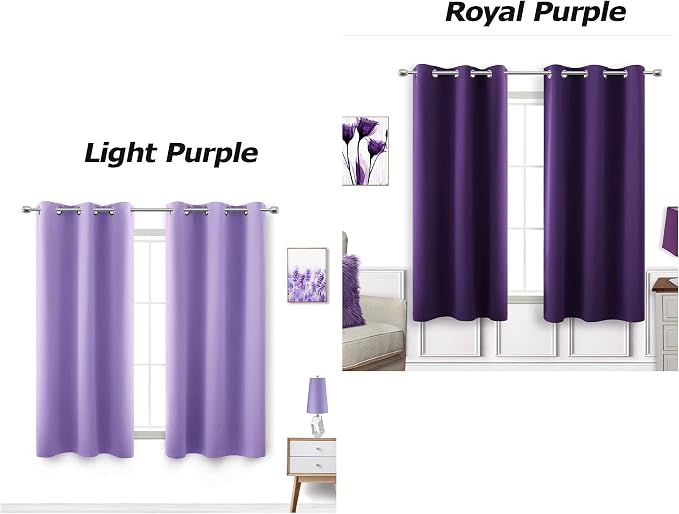 Lavender Girls Room Darkening Curtains for Nursery Set 2 Panels Short Grommet Blackout Window Drapes Block Insulated Thermal Light Purple Room Decor for Girls Bedroom Kids 54 Inch Length Lilac