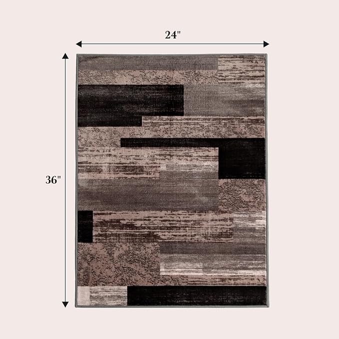 LIANLAM 2x3 Washable Entryway Rug,Non-Slip Indoor Door Mat(2x3,Chocolate) | Non-Slip Door Mat with Vintage Checkered Pattern, Stain & Water Resistant, Low Pile for Front Door,Hall,Kitchen,Bathroom