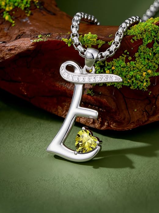 Birthday Gifts for Women Alphabet A to Z Initial Birthstone Pendant Necklaces for Women - 18k White Gold Plated Personalized Name Jewelry Anniversary Graduation Gifts for Wife Her Daughter Girlfriend(with Gift Box)