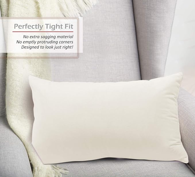 Nestl Throw Pillow Covers, Cozy Velvet Decorative Pillow Covers 12 x 20 Inches, Soft Solid Couch Pillow Covers for Sofa, Bed and Car, Set of 2 - Off White