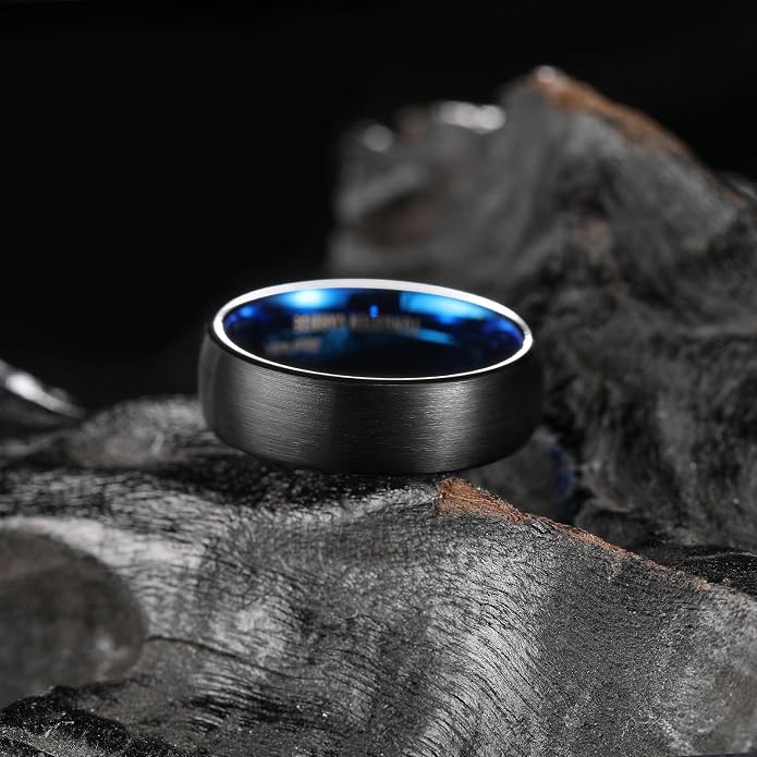 King Will Wedding Band for Men Women, 2/4/6/7/8mm Domed Matte Brushed Tungsten Carbide Rings, Solid/Dual Color Engagement Rings, Comfort Fit