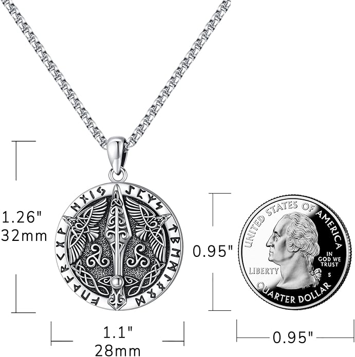 Eusense Viking Jewelry for Men Women Sterling Silver 925 Mjolnir Thors Hammer Pendant Celtic Cross Necklace Wolf Odin Raven Freya Goddess Norse Pagan Compass Vegvisir Yggdrasil Nordic Viking Necklaces Gifts