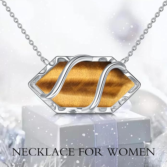 HPQQ Teardrop Necklace 925 Sterling Silver Filigree Gemstone Pendant Necklace Fine Jewelry Birthday Mother's Day Gifts for Women Her Mom