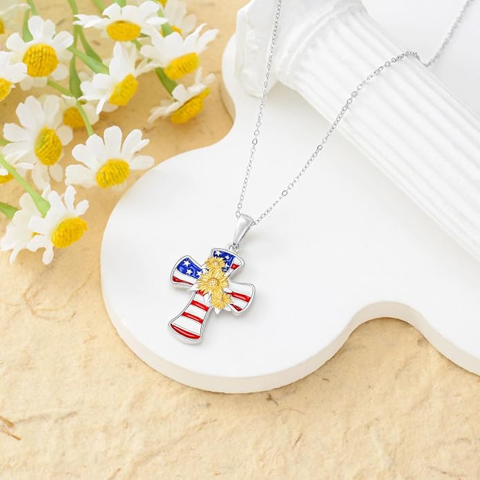 Cross Necklace for Women 925 Sterling Silver Crucifix Pendant Christian Cross Jewelry for Women Men