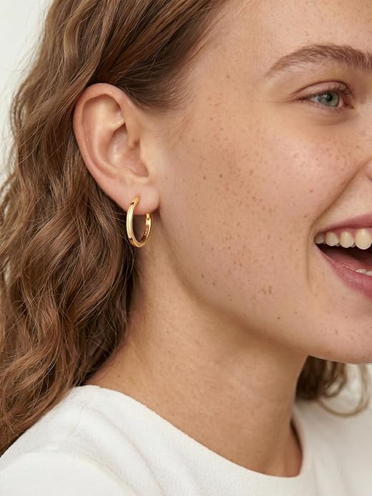 Silvora Sterling Silver Hoop Earrings for Women, Small Hoops 14K Gold Plated/925 Silver/Rose Gold/Black, Hypoallergenic Huggie Lightweight Cartilage Sleeper Earrings 8/10/12/14/16/18/20mm