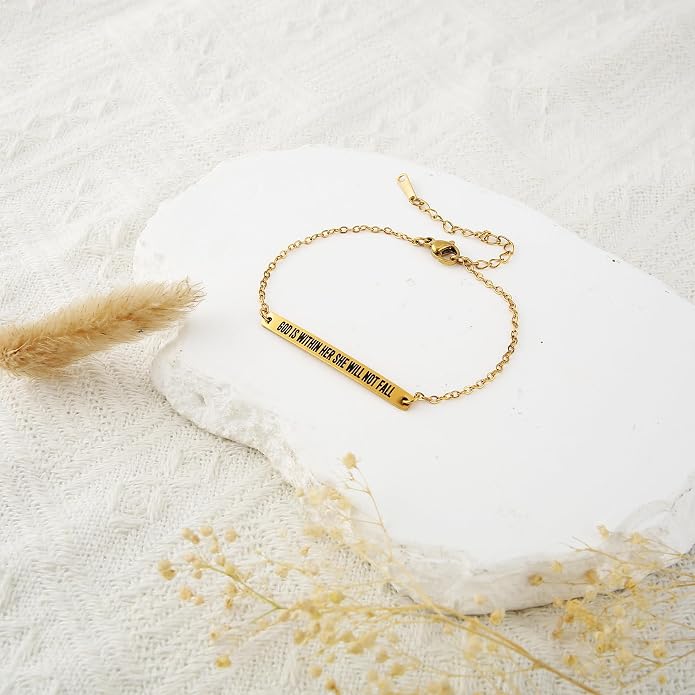 Dont Let The Hard Days Win Bracelet - Gold Hard Day Motivational Bangle Stainless Steel Engraved Words, Inspirational Chain Jewelry Gifts for Women Friend