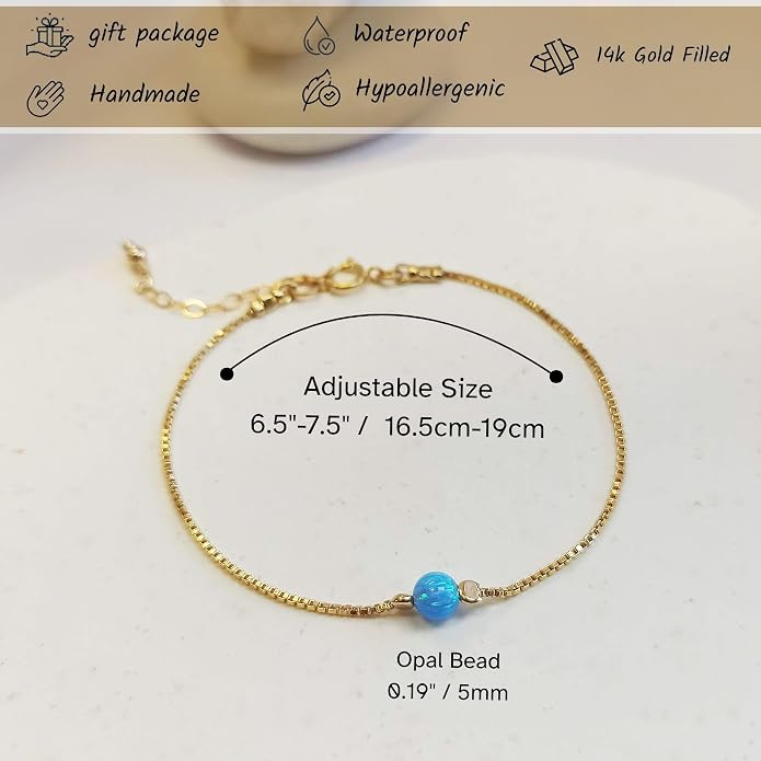 Minimalist Evil Eye Charm Bracelet – Handmade Delicate Good Luck Jewelry for Women – Adjustable 6.5” + 1” Extender