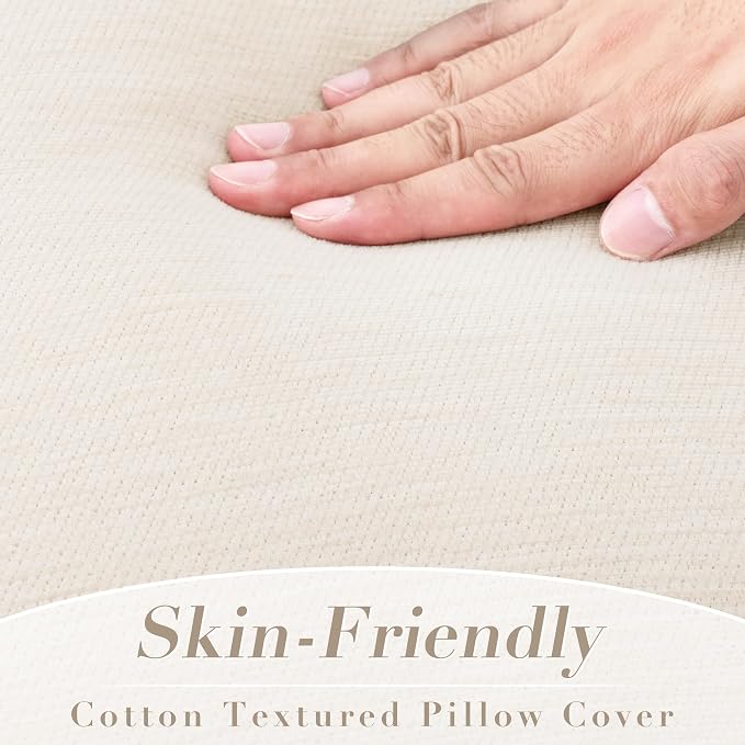 Set of 4 Cream White Throw Pillow Covers 12x20 Inch, Neutral Boho Farmhouse Aesthetic Decorative Pillow Cases for Couch, Sofa, Living Room & Bed, Chenille Pillow Cases, Stylish Home Decor, 30x50 cm