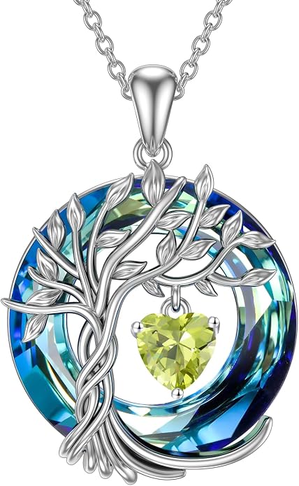 TOUPOP Tree of Life Birthstone Necklaces 925 Sterling Silver Irish Celtic Tree Pendant with Blue Crystal Birthday Jewelry Gifts for Women Mom Wife Her