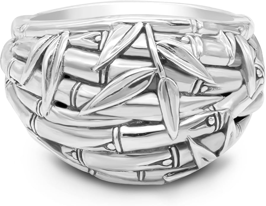 DEVATA Gold or Rhodium Plated Sterling Silver 925 – Eternity, Band Ring for Women – Heart, Knot, Clover, Infinity, Mariner, Cable, Curb, Cuban, Figaro, Daisy, Rope, Ribbed, Dome
