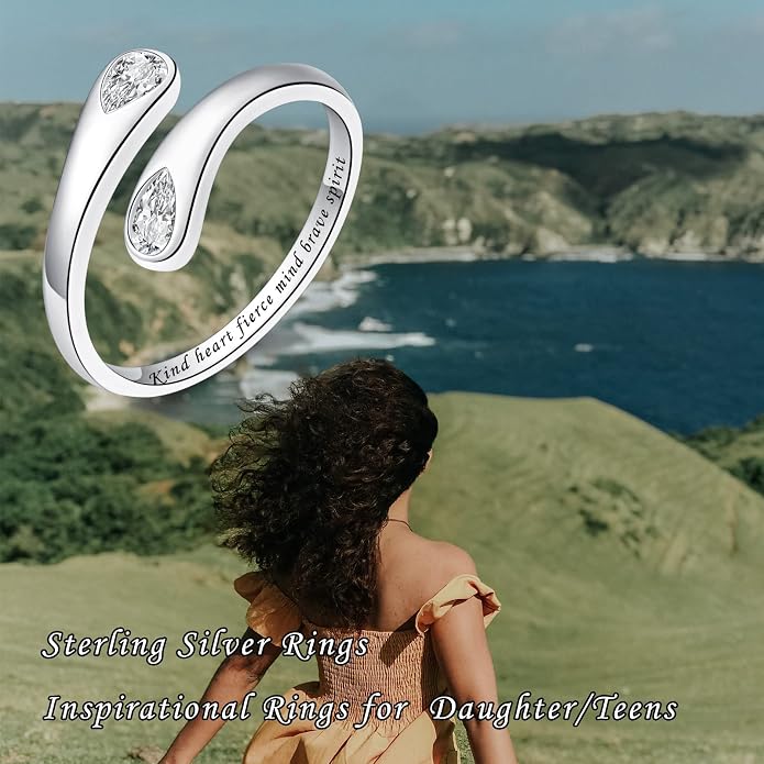 Fookduoduo 925 Sterling Silver Ring Inspirational Jewelry adjustable Wrap Open Rings for Women