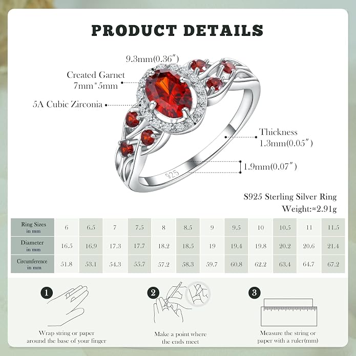 925 Sterling Silver Celtic Knot Engagement Ring for Women Moissanite/Cubic Zirconia Inlaid Oval Shaped Birthstone Rings Cocktail Wedding Birthday Jewelry(with Box)