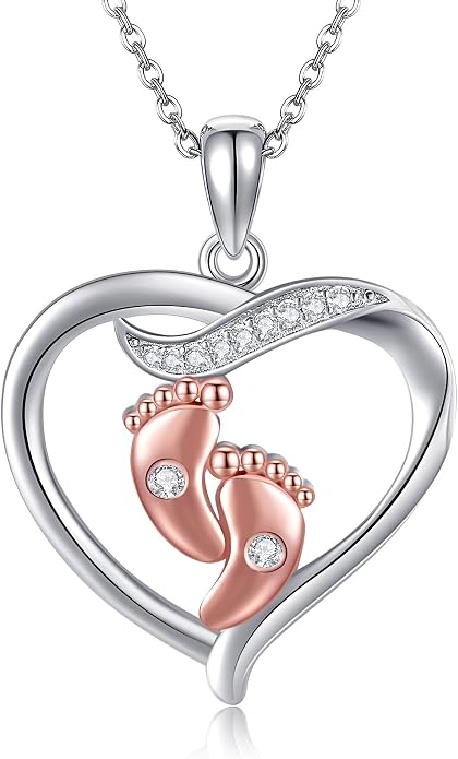 Mother Necklaces Sterling Silver Mom/Mommy of an Angel/Mom Thor Hammer/Heart Footprint Pendant Birthday Mothers Day Jewelry for Women