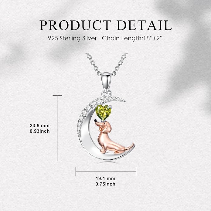PROESS Animal Birthstone Necklace 925 Sterling Silver Otter/Axolotl/Hippo/Elephant/Dachshund/Monkey/Red Panda Pendant Necklace Animal Birthstone Jewelry Gifts for Women