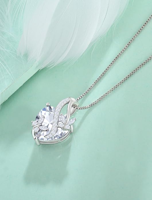 Butterfly Necklaces for Women Sterling Silver Infinity Heart Pendant Birthstone Jewelry Gift with 14k Yellow Gold/Rose Gold Plated
