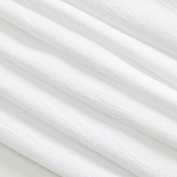 MYSKY HOME White Linen Sheer Curtains 63 inch length Light Filtering Semi Sheer Curtains for Bedroom Short Window Treatment Privacy Protect Drapes Set, Back Tab Boho Farmhouse Soft, 50" Wide, 2 Panels