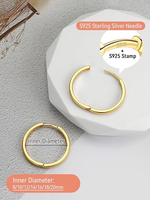 FaithHeart 925 Sterling Silver Post Huggie Hoop Earrings for Women, Silver Small Hoop Earring, Hypoallergenic Cartilage Earrings for Women