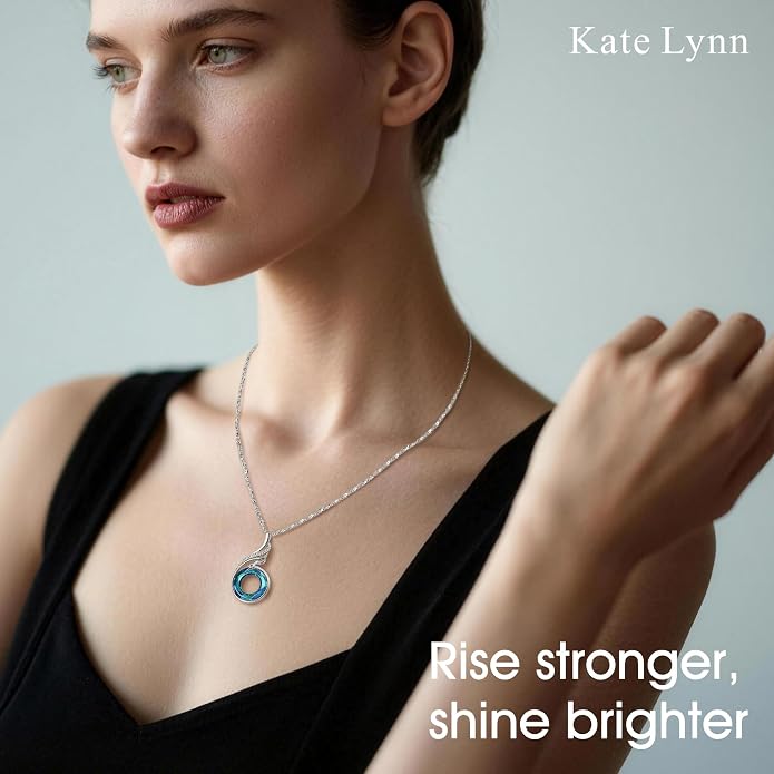 Kate Lynn "Rise From the Ashes Phoenix Necklace Made with Crystals from Austria, 18"+2" Necklace, Packaged with Jewelry Box, Birthday Gift for Women, Symbol of Luck and Renewal