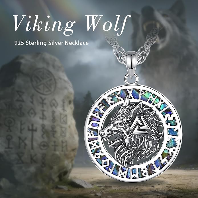 Vito 925 Sterling Silver Viking Necklace for Women Men, Viking Dragon/Wolf/Horse/Tree of Life Pendant Norse Amulet Nordic Jewelry for Men