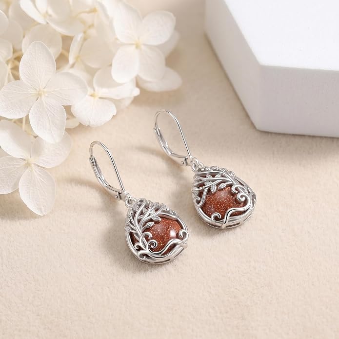 Teardrop Tree of Life/Filigree Earrings for Women Dangle Leverback Earrings Jewelry Gift Anniversary For Her