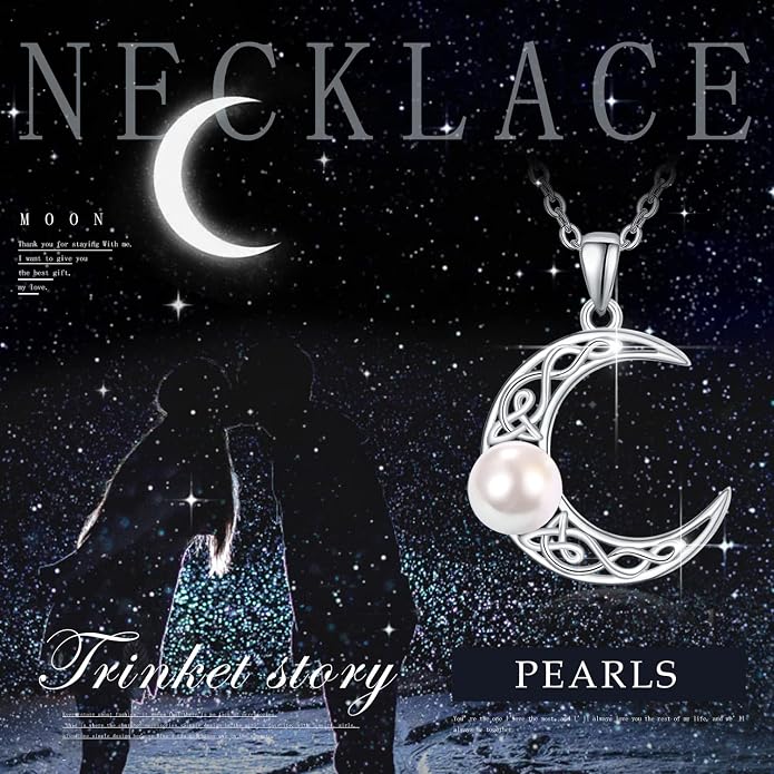 Dreamboat Sterling Silver Moon and Star Necklace Silver Crescent Moon Necklaces for Women Star Pendant Celestial Jewelry Gifts