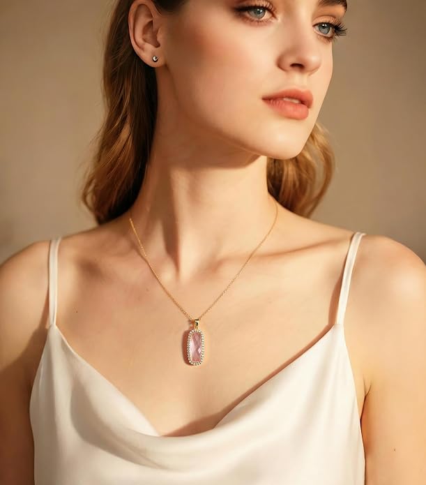 Natural Gemstone New Beginnings Birthday Graduation Gifts 925 Silver Jewelry Plated with 18K Gold Protection Necklace for Women