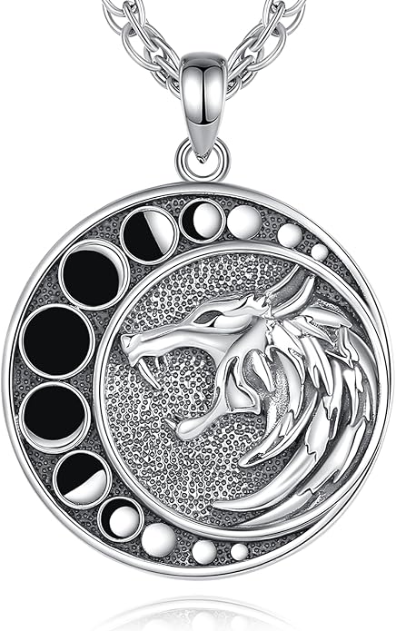 Vito 925 Sterling Silver Viking Necklace for Women Men, Viking Dragon/Wolf/Horse/Tree of Life Pendant Norse Amulet Nordic Jewelry for Men