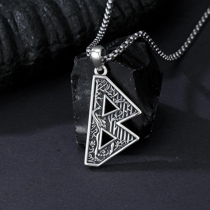 ROMANTICWORK Viking Necklace for Men 925 Sterling Silver Viking Pendant Necklace Amulet Jewelry for Father Husband Birthday Christmas